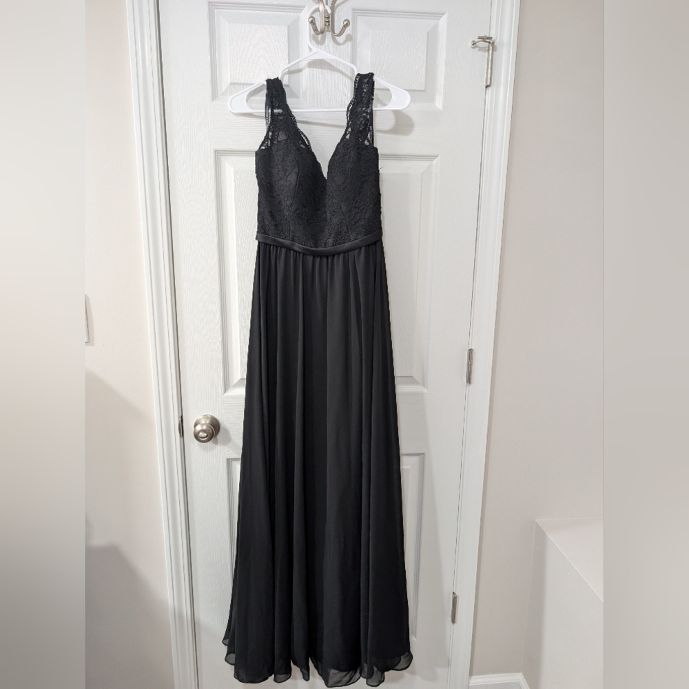 Mori Lee Black Size 10, Elegant Lace Chiffon Bridesmaid Dress, Formal, Style 714